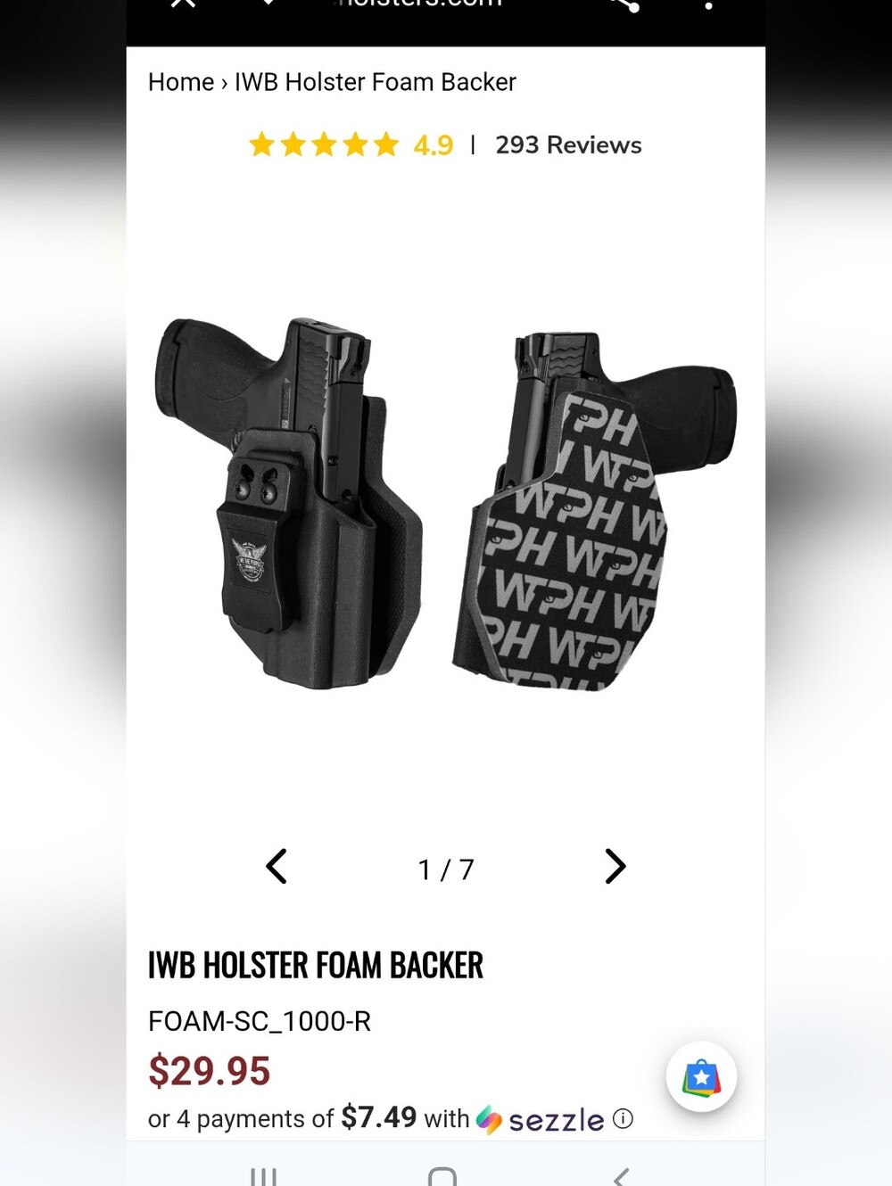 We The People IWB Holster Foam Backer - Picture 4 of 4